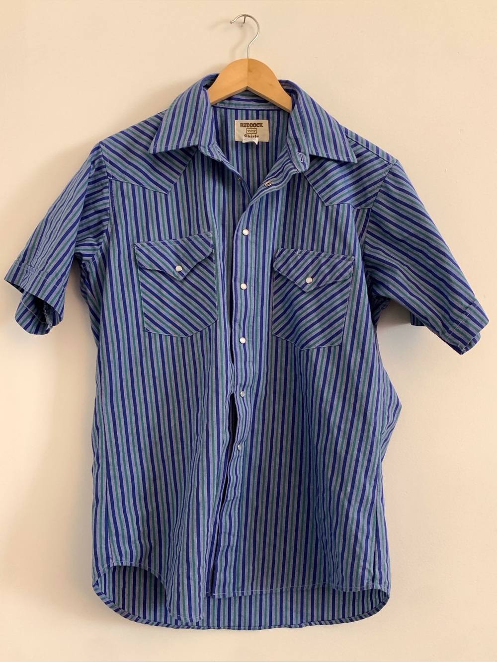 Vintage Men’s Western Style Short Sleeve Cowboy Shirt by Ruddock 16” neck